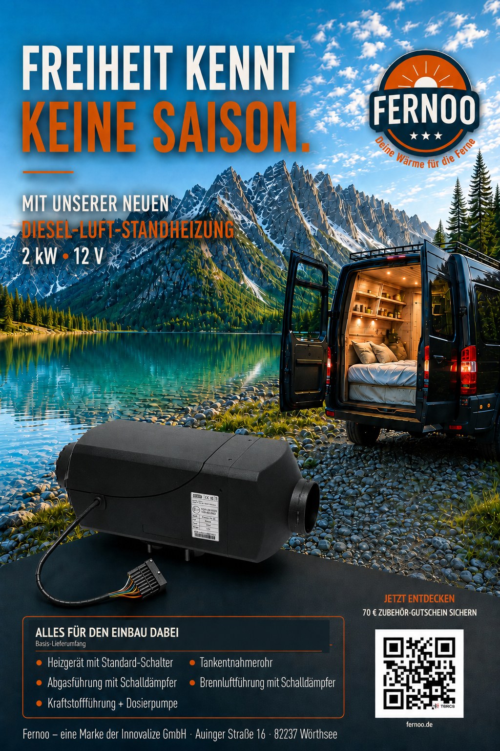 Fernoo Flyer – Freiheit kennt keine Saison (KI-generiert)